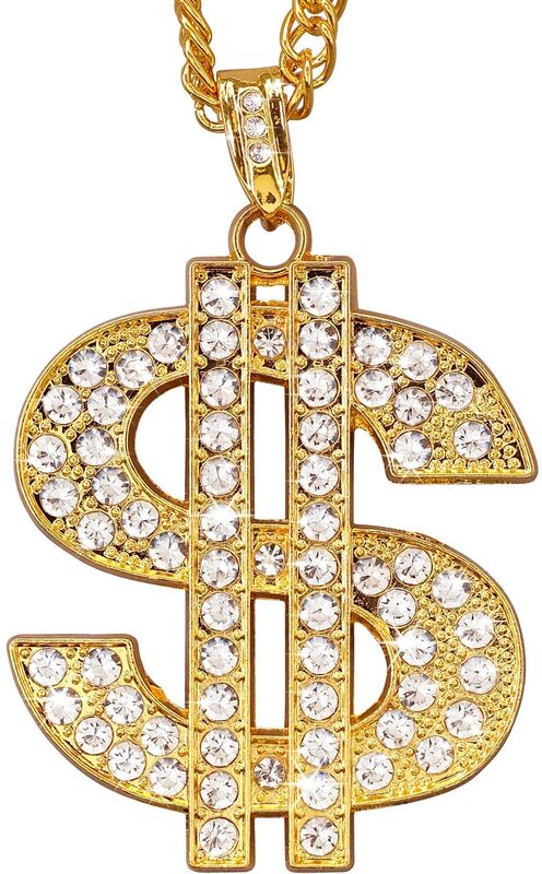WM Κολιέ Δολάριο Χρυσό Με Strass 65cm (28152)