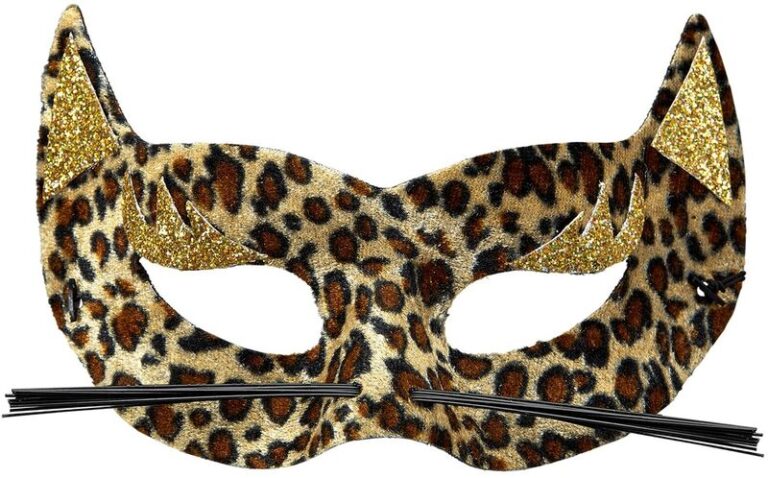 WM Μάσκα Βελούδινη Leopard Με Χρυσό Glitter (03636)
