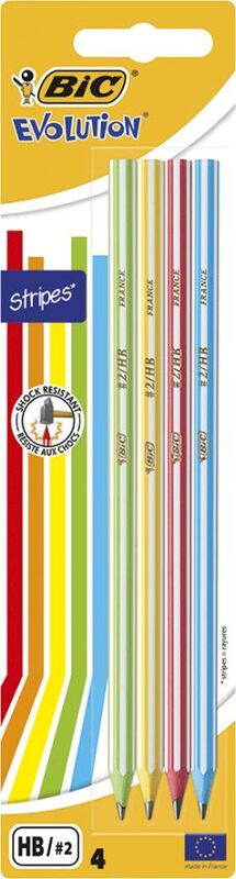 Bic Μολύβι Γραφίτη Evolution Stripes 4Τμχ (918485)
