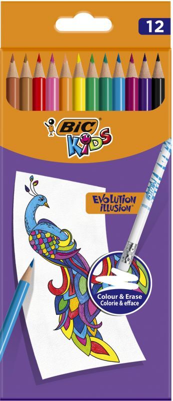 Bic Ξυλομπογιές Evolution Illusion Erasable 12τμχ. (987868)