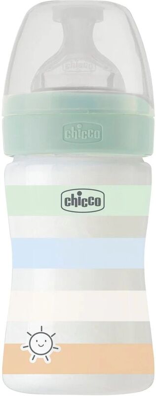 Chicco Μπιμπερό Πλαστικό Well Being Boy 150ml Θηλή Σιλικόνης 0m+ (A60-28611-21)