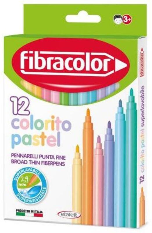 Fibracolor Μαρκαδόροι Colorito Pastel Λεπτοί 12Τμχ (539SW012SEP28)