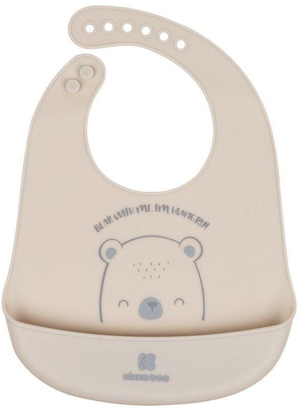 Kikkaboo Σαλιάρα Σιλικόνης Bear With Me Grey (31303030045)