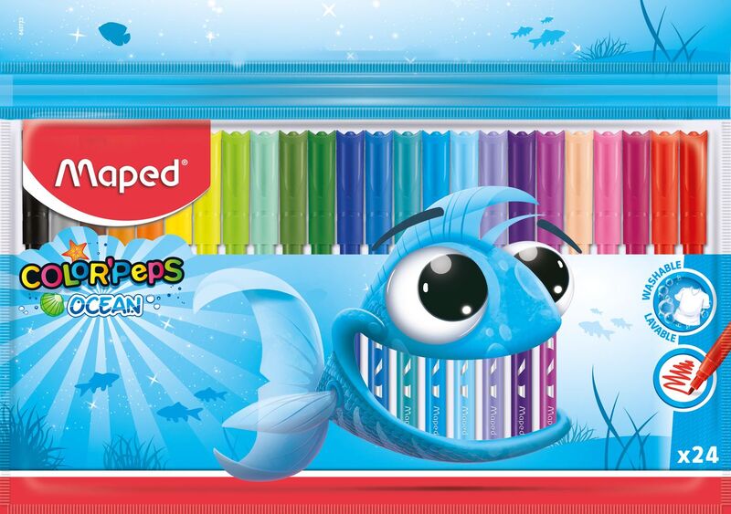 Maped Μαρκαδόροι Color'Peps Ocean-Πλαστική Θήκη 24Τμχ (845722)