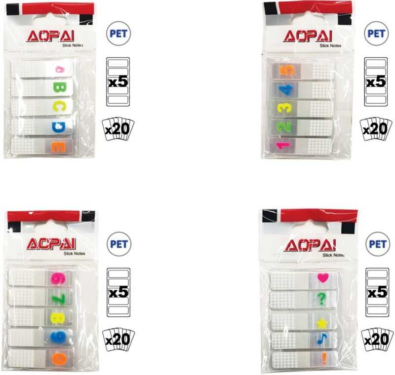 Sticky Notes Pet Διάφανοι 15x7cm 5Τμχ-5 Σχέδια (Σ3127)