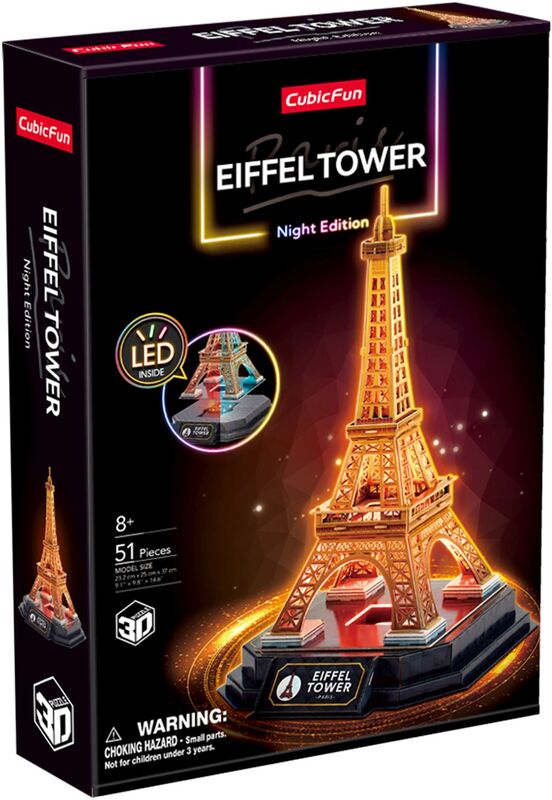 CubicFun Παζλ 3D LED-Eiffel Tower Night Edition 51Τμχ (L534h)
