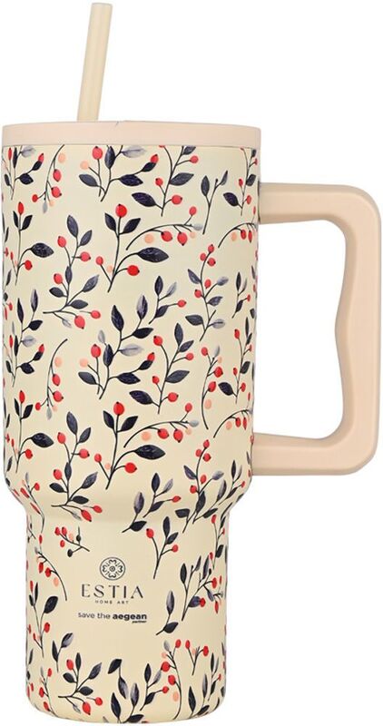 Estia Straw Tumbler XL Save The Aegean 900ml Bloom Beige (01-35181)
