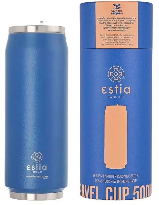 Estia Παγούρι Travel Cup Save The Aegean 500ml Denim Blue (01-12076)