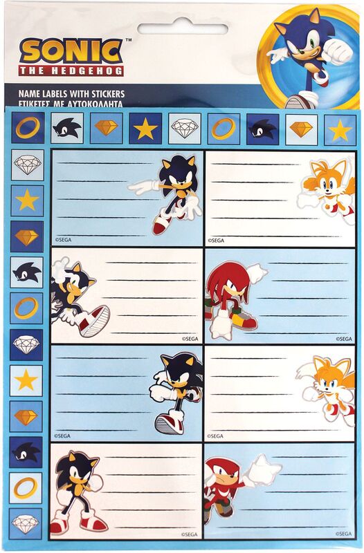 GIM Ετικέτα Με Αυτοκόλλητα 2Τμχ Sonic (775-40449)