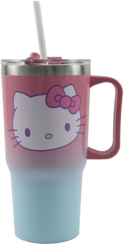 GIM Ποτήρι SS Με Καλαμάκι 520ml Hello Kitty (557-97221)