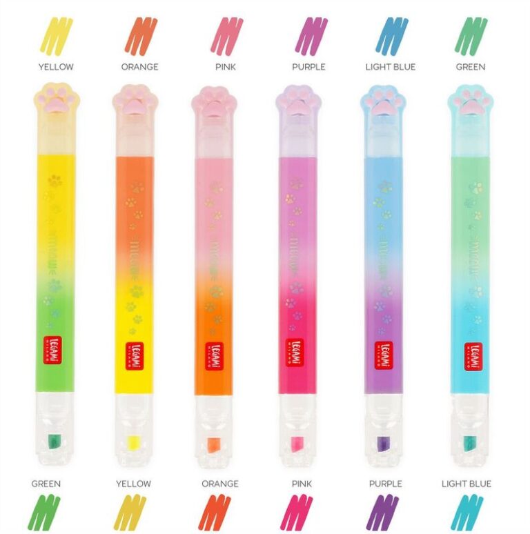 Legami 6 Dual-Tip Highlighters-Meow-Kitty (MHL0002)
