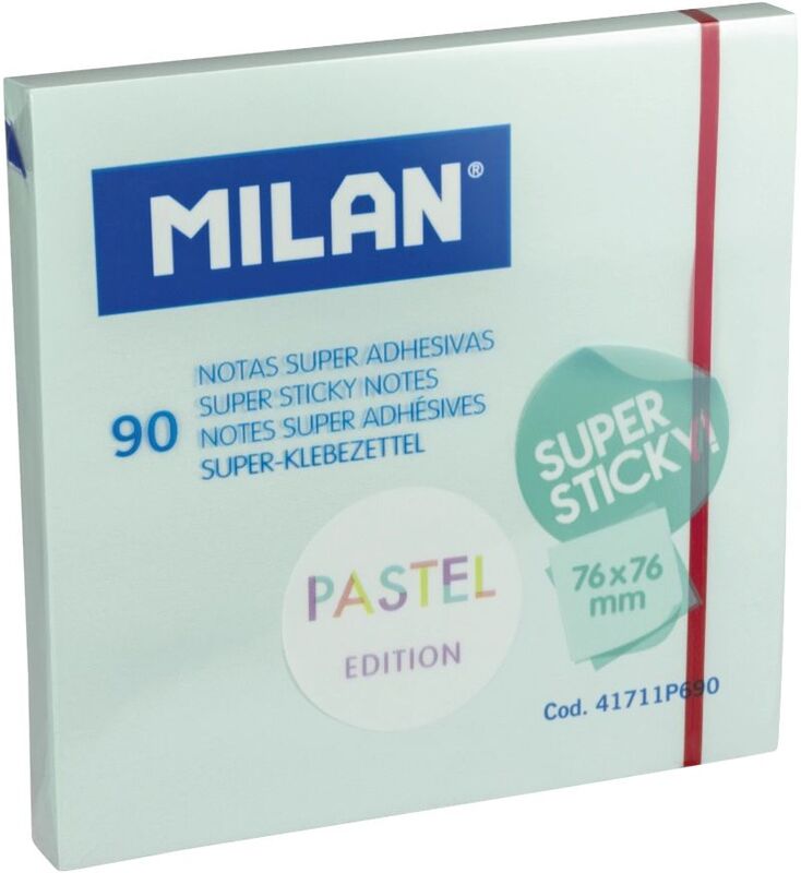 Milan Αυτοκόλλητα Χαρτάκια Σημειώσεων Super Sticky 76x76mm Pastel Blue (325-01107-41711P690)