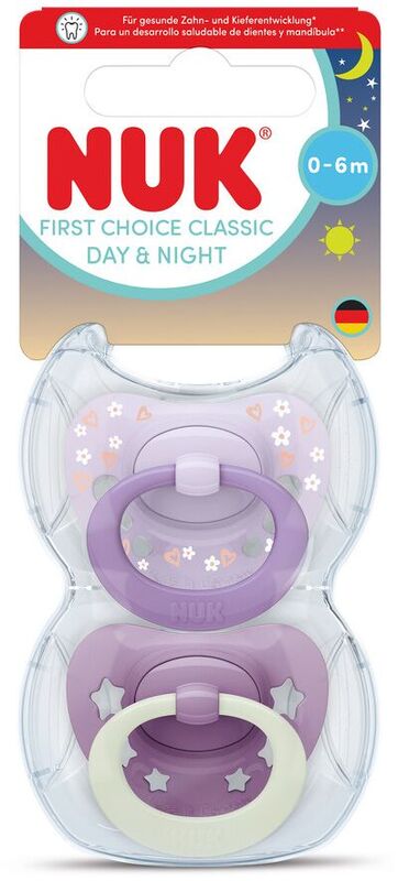 Nuk Πιπίλα Σ M1 Classic Day & Night Με Θήκη 2Τμχ Μωβ (10175397)