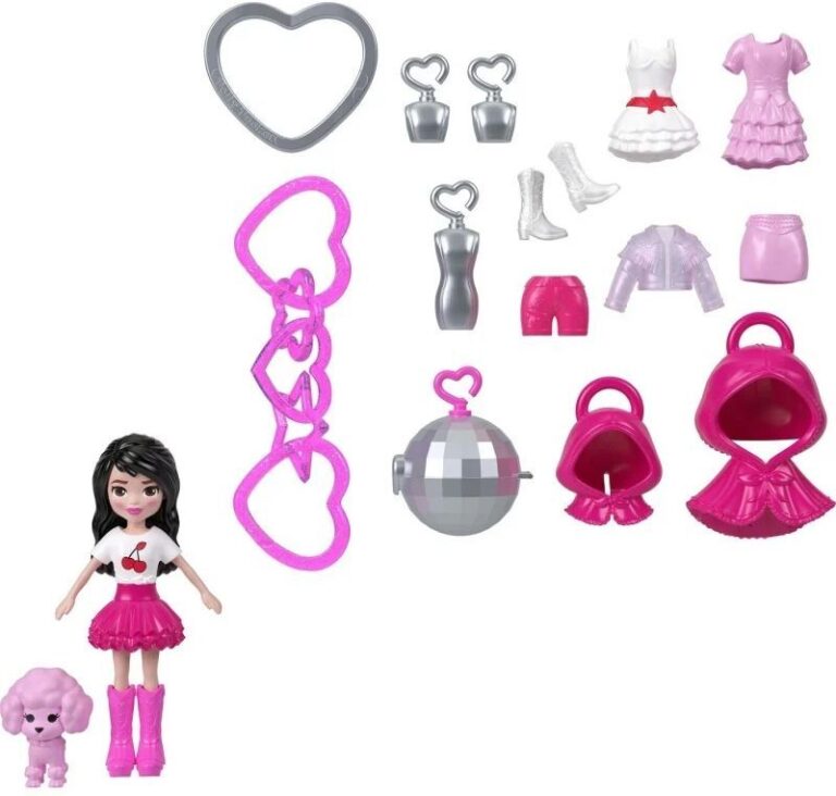 Polly Pocket Polly Κούκλα Με Αξεσουάρ & Μπρελόκ Μεσαίο Pack-3 Σχέδια (JKR46)