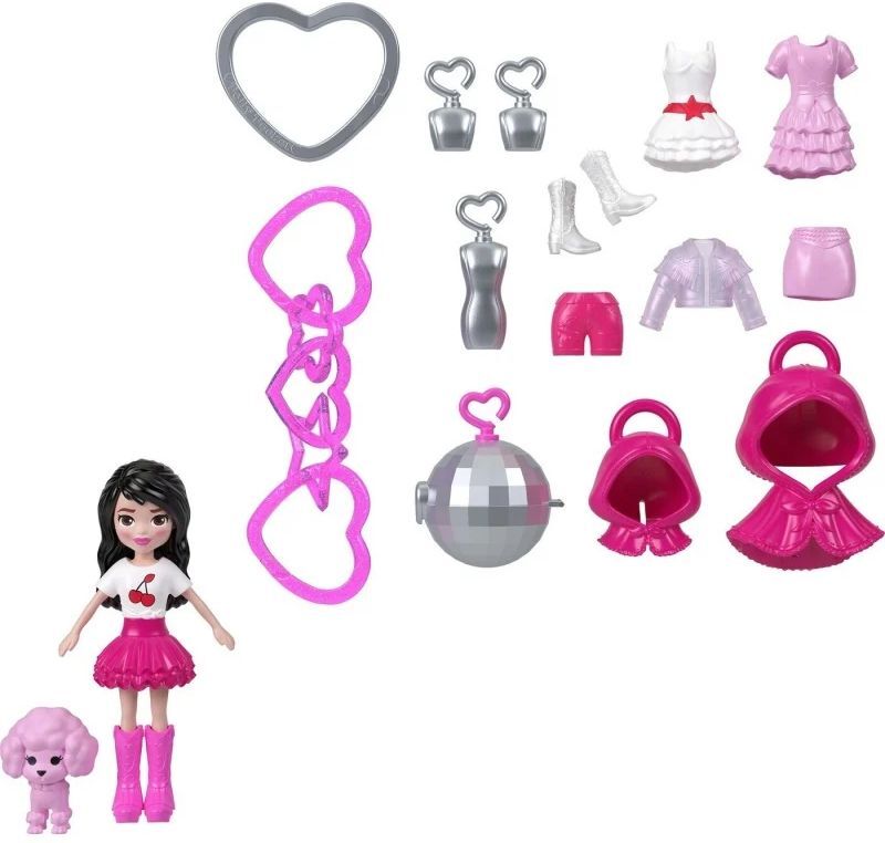 Polly Pocket Polly Κούκλα Με Αξεσουάρ & Μπρελόκ Μεσαίο Pack-3 Σχέδια (JKR46)