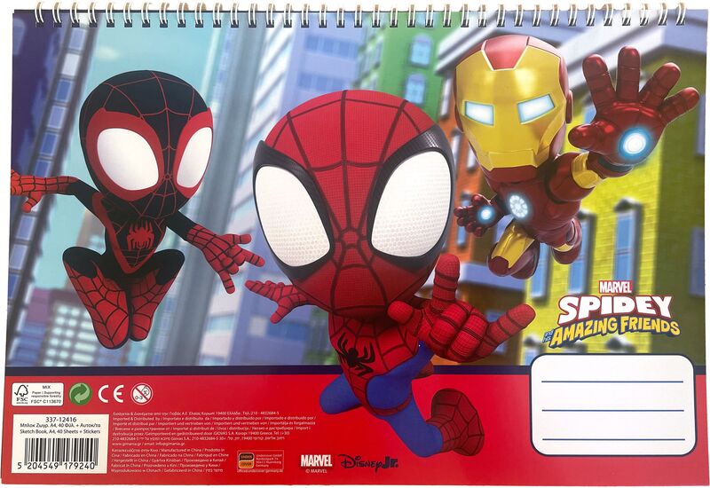 Spidey Dino Webs Μπλοκ Ζωγραφικής Α4+Stickers (337-12416)